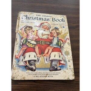 1947 First Edition Golden Christmas Book Pop-up Tree Vintage Santa Angels